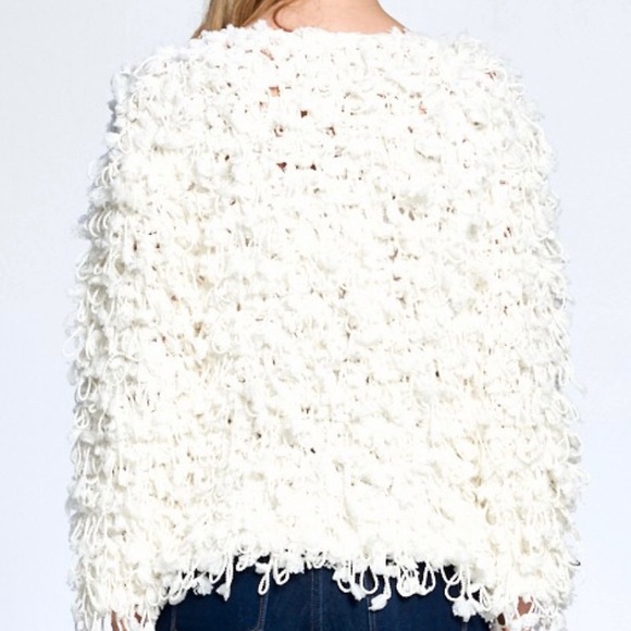 Sweet Generis Cream Shaggy Fur Knit Jacket - Picture 5 of 6